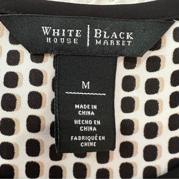 White House Black Market Polka Dot Market Grid Sleeveless Blouse Size M - Picture 9 of 14